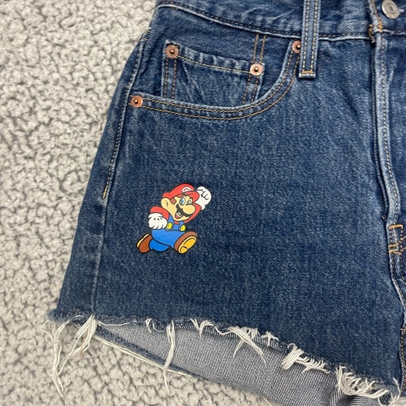 Levi's Size 26 Super Mario It's A Me 501 Denim Jean Cut Off Shorts NWOT - Picture 2 of 16